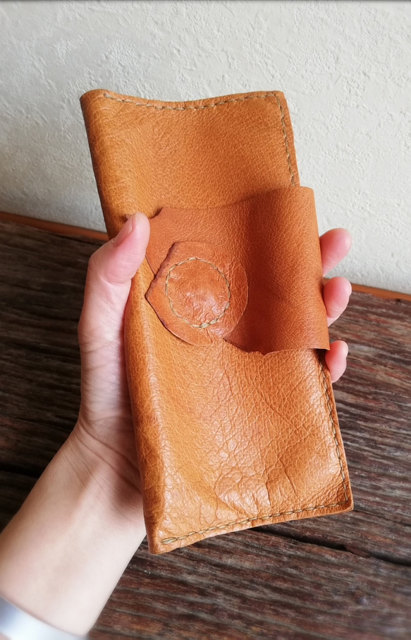 【vintage】simple wallet　檜皮色　ピッグスキンレザー 19枚目の画像