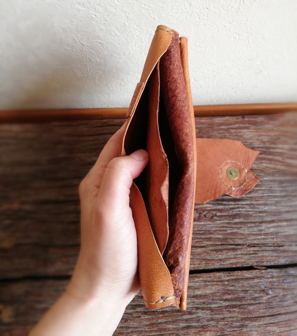 【vintage】simple wallet　檜皮色　ピッグスキンレザー 15枚目の画像