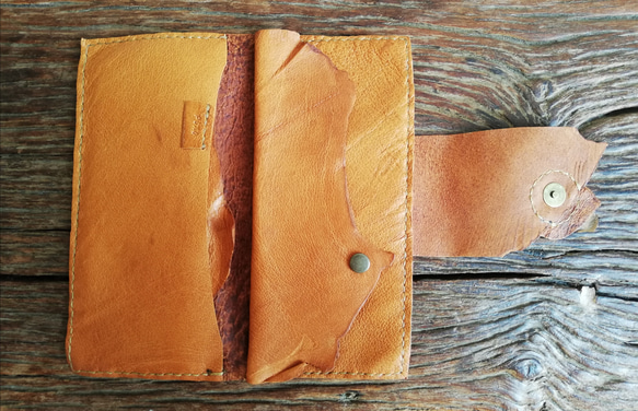 【vintage】simple wallet　檜皮色　ピッグスキンレザー 12枚目の画像