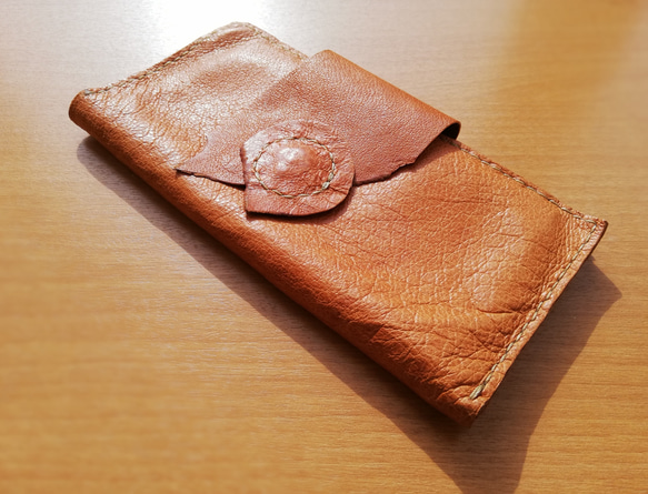 【vintage】simple wallet　檜皮色　ピッグスキンレザー 3枚目の画像