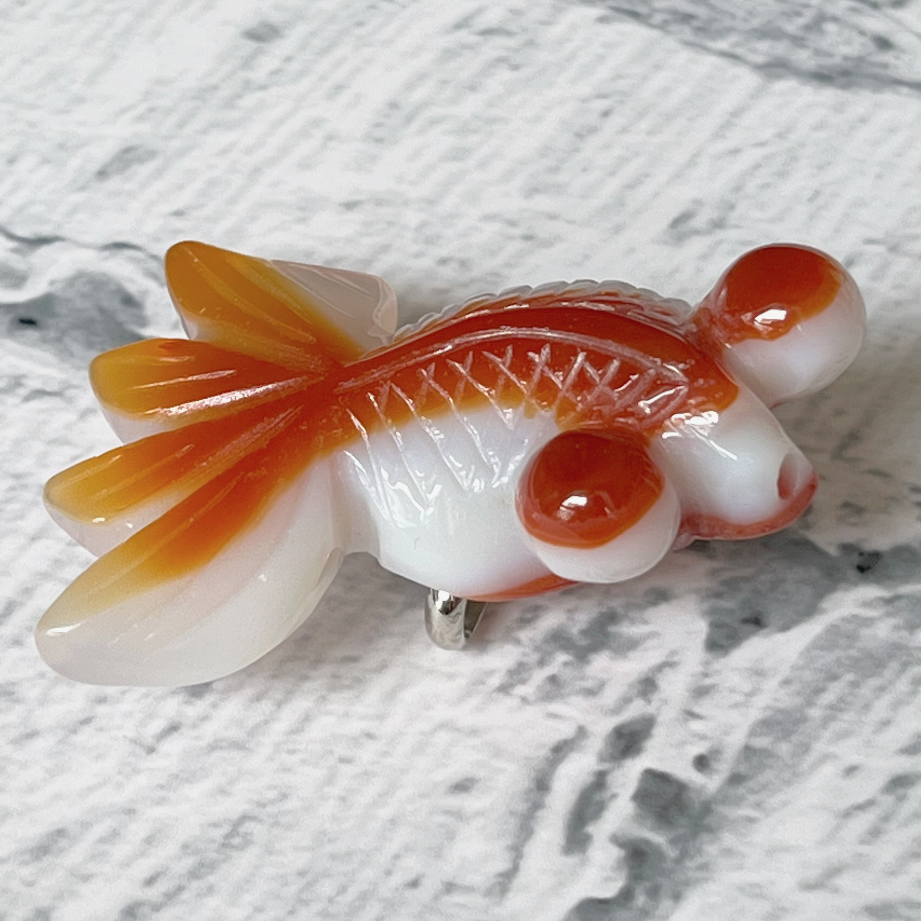 珊瑚ブローチ　ネックレストップ金魚goldfish 珊瑚ブローチネックレストップ金魚goldfish