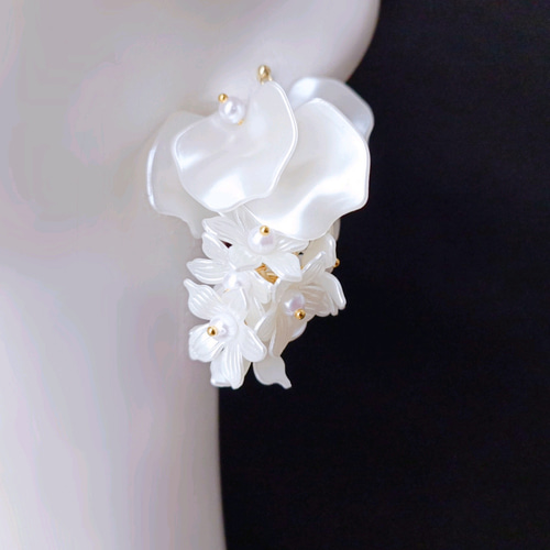 ▽ シルク サテン 揺れる 白無垢 プルメリア 花 結婚式 ウェディング