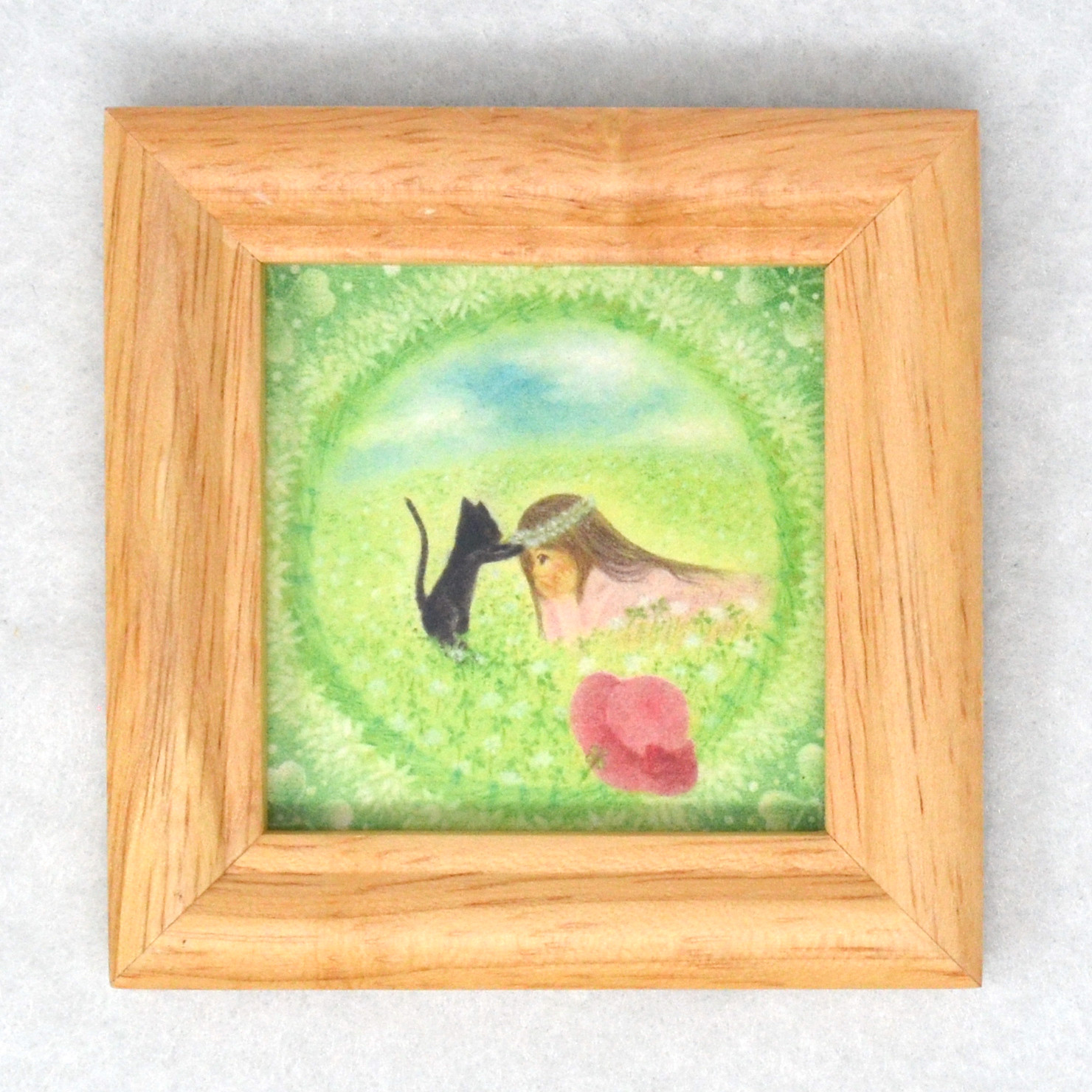 花の絵画 F4サイズ 黒フレームソフトパステル水彩　パステル画インテリアアート 花の絵画 F4サイズ 黒フレームソフトパステル水彩 パステル画