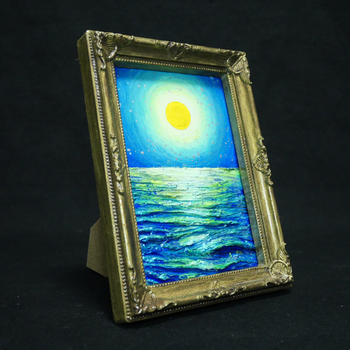 油絵 油彩 油彩画 絵 絵画 ミニ絵画【月の海】 絵画 HR 通販