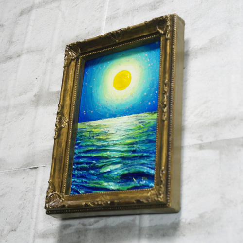 油絵 油彩 油彩画 絵 絵画 ミニ絵画【月の海】 絵画 HR 通販