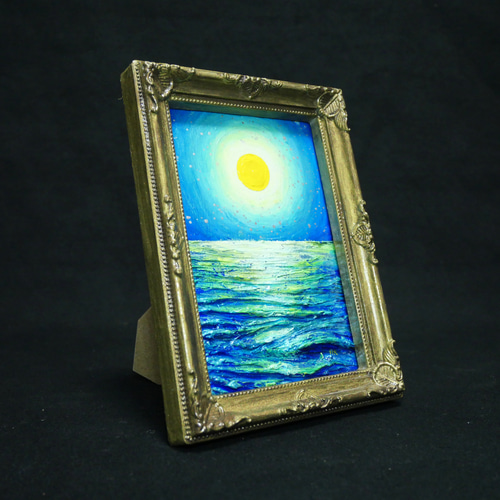 油絵 油彩 油彩画 絵 絵画 ミニ絵画【月の海】 絵画 HR 通販