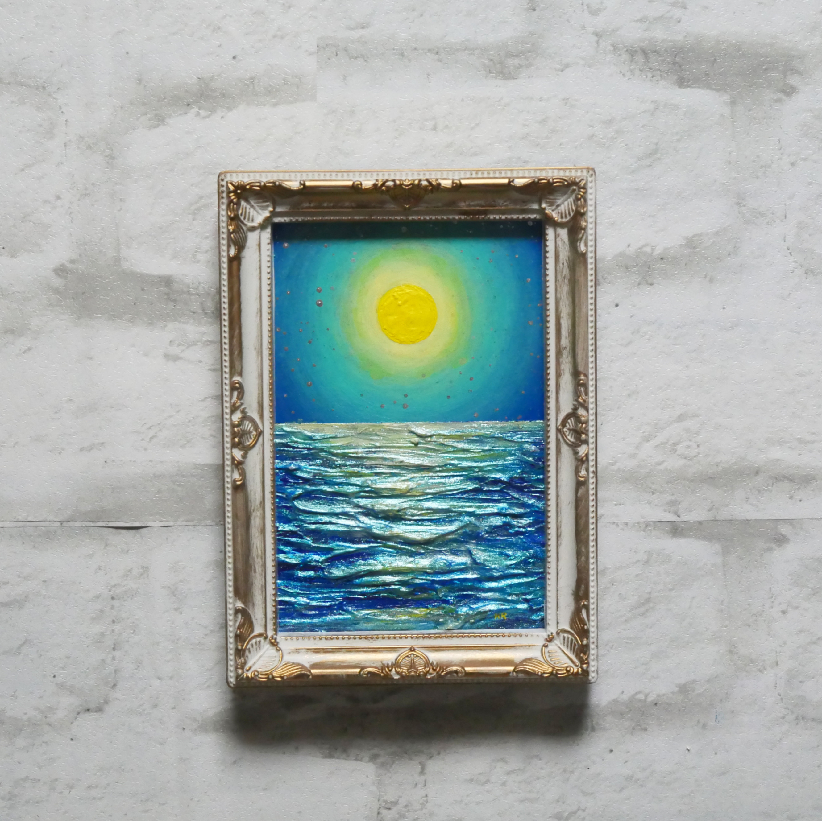 油彩 油彩画 油絵 絵画 ミニ絵画【冬の足跡】 絵