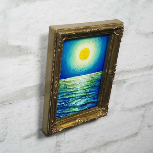 油絵 油彩 油彩画 絵 絵画 ミニ絵画【月の海】 絵画 HR 通販