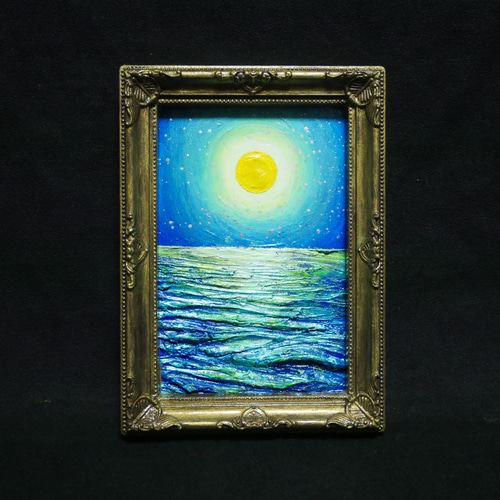 油絵 油彩 油彩画 絵 絵画 ミニ絵画【月の海】 絵画 HR 通販