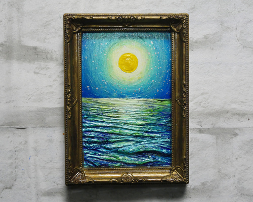 油絵 油彩 油彩画 絵 絵画 ミニ絵画【月の海】 絵画 HR 通販