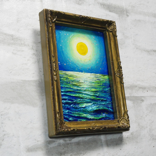 油絵 油彩 油彩画 絵 絵画 ミニ絵画【月の海】 絵画 HR 通販