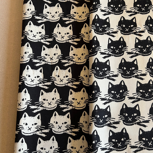 コットン オックス【ンねっっっこ！（猫）】生地 ハギレ 北欧 くすみ