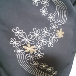 オシャレブラック羽織り 正絹 花柄刺繍 法被 だんじり祭 13枚目の画像