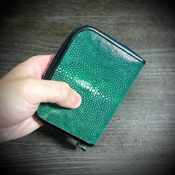スティングレイ ミニ財布 レディース メンズ コインケース 小銭入れ ブラック ネイビー グリーン 財布 エイ革 8枚目の画像