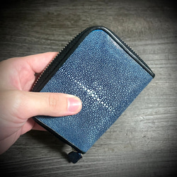 スティングレイ ミニ財布 レディース メンズ コインケース 小銭入れ ブラック ネイビー グリーン 財布 エイ革 4枚目の画像