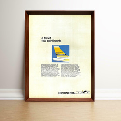 コンチネンタル航空 1960年代 アメリカ ヴィンテージ 雑誌 広告 額付 ポスター 1枚目の画像