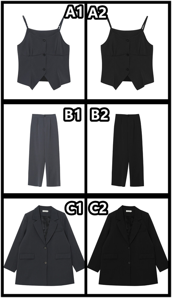 上下セット XL~5XLブラック スーツ キャミソールワンピース ズボン グレーパンツ 春 夏 ロング丈 大きいサイズ 11枚目の画像