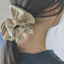 本革♡スエード　大人のためのビッグシュシュ〜全6色〜　　大きめ 3枚目の画像