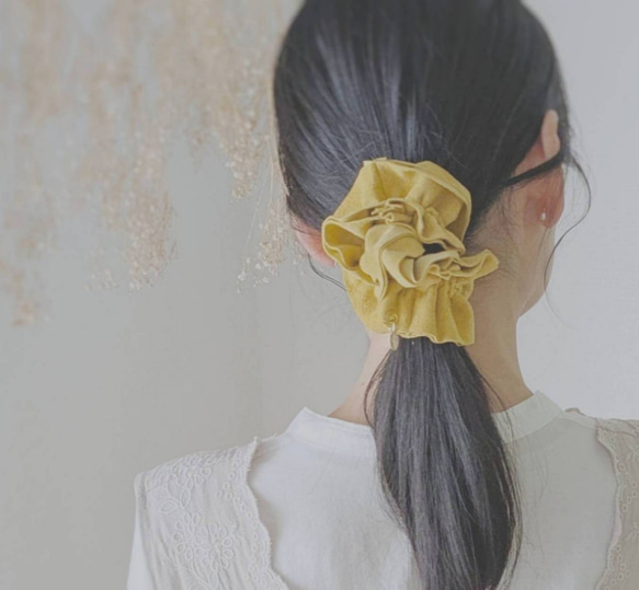 本革♡スエード　大人のためのビッグシュシュ〜全6色〜　　大きめ 12枚目の画像