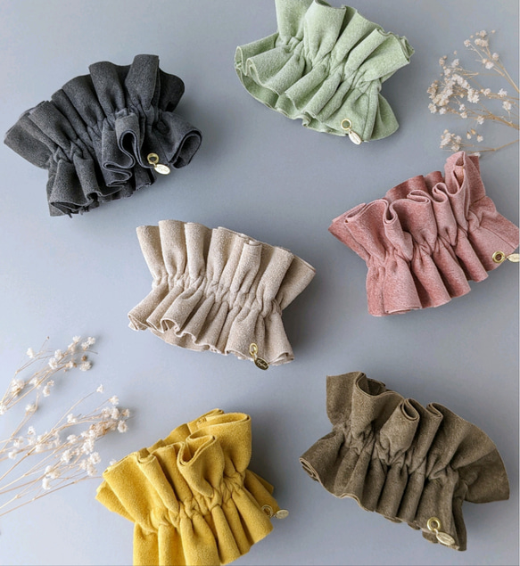 本革♡スエード　大人のためのビッグシュシュ〜全6色〜　　大きめ 1枚目の画像