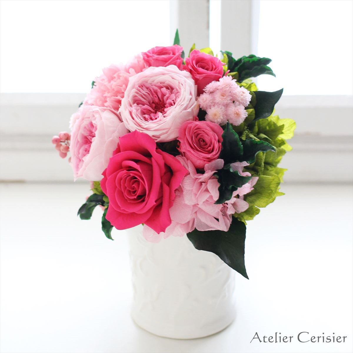 プリザーブドフラワー＜アンソロジー Mサイズ＞ ピンクベリー ピンク バラ【お祝い】