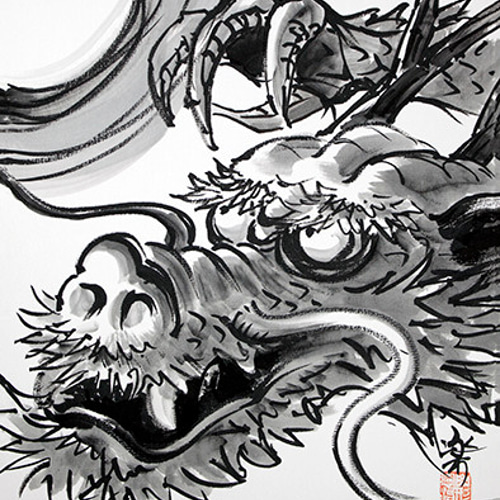 墨絵】ドラゴン 絵画 藍禅-aiZen- 通販 16856066｜Creema(クリーマ)