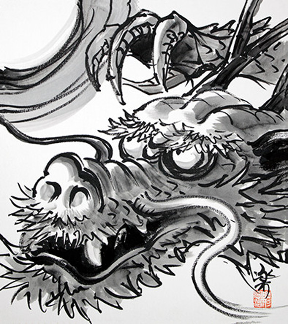 山形 楽 作／招福十二支「辰 たつ」／色紙サイズ 絵画 art-弘楽 通販