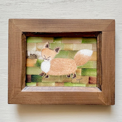 キツネの図版　フランス　アンティーク　版画　1880年　動物　博物画　額縁 キツネの図版 フランス アンティーク 版画 1880年 動物 博物画 額縁