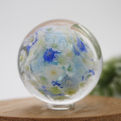 《新作》『flower garden ペーパーウエイト-pail blue』 ガラス ガラスの花　母の日　　 3枚目の画像