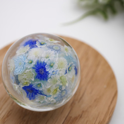 《新作》『flower garden ペーパーウエイト-pail blue』 ガラス ガラスの花　母の日　　 9枚目の画像