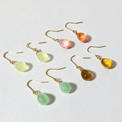 350＊ステンレスフック【夏の福袋】おまかせ4点！チェコビーズのプチピアス4点セット 2枚目の画像