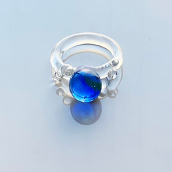 水の星　青い惑星・ガラスのリング　硝子の指輪　サイズオーダーOK 4枚目の画像