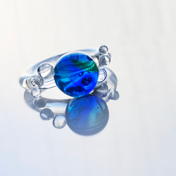 水の星　青い惑星・ガラスのリング　硝子の指輪　サイズオーダーOK 1枚目の画像