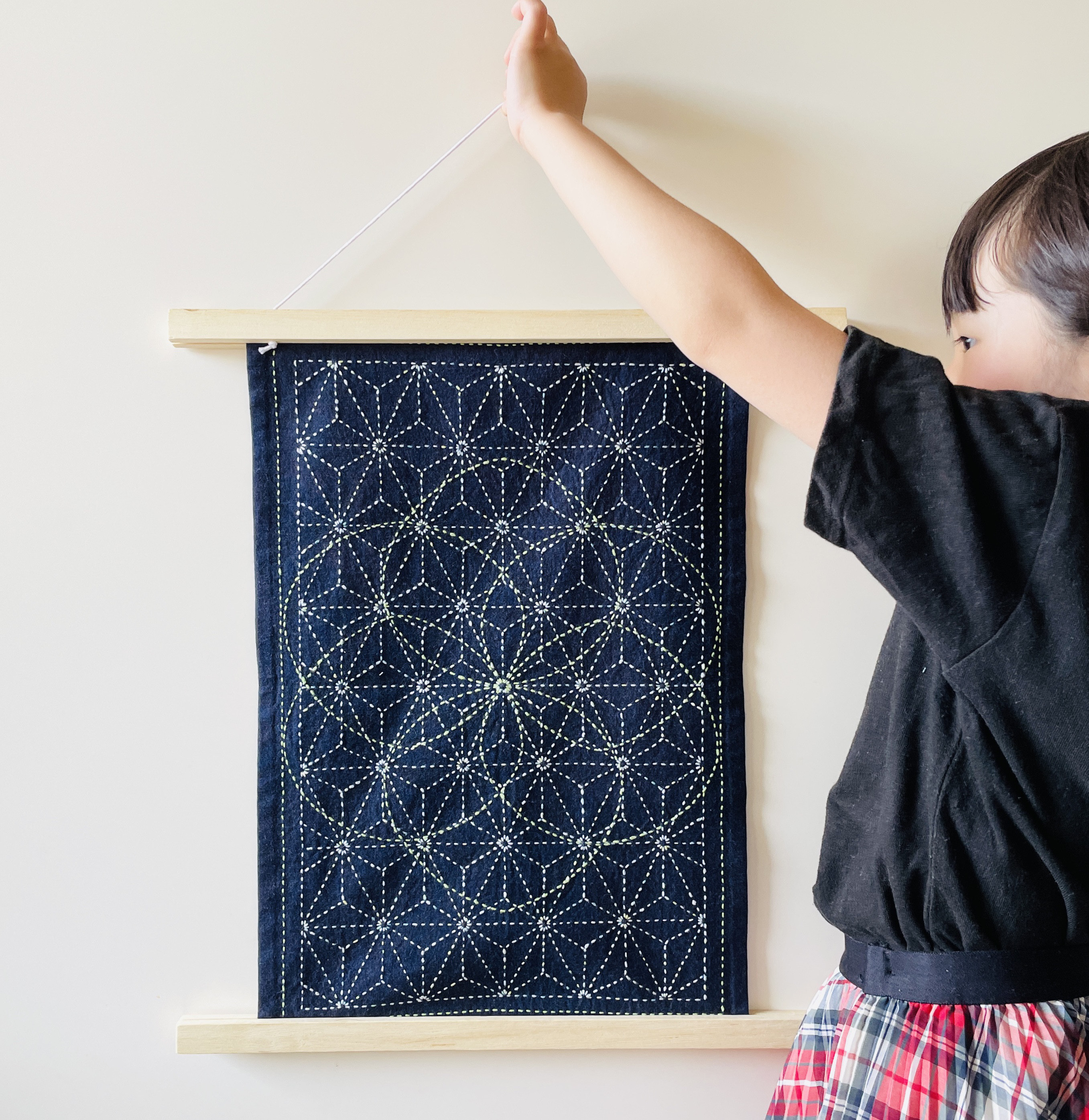 karaku 植物藍染刺子ベスト L 九櫻刺子ベスト｜黒染め - 九櫻刺子