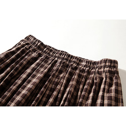 チェック柄コットンスカート　シンプルスカート　フリーサイズ　コーヒーL197 3枚目の画像