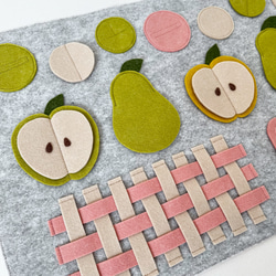 りんごと洋梨のノーズワークマット　グレー×ピンク　知育玩具　おもちゃ 3枚目の画像