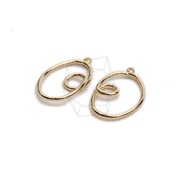 PDT-2686-G【2個入り】ダブルラウンドペンダント/Double Round Earring Charm 2枚目の画像