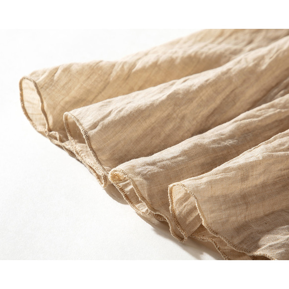 リネンスカート　涼しいスカート　シンプルスカート　裏地付き　ベージュ S-Mサイズ　L198 5枚目の画像