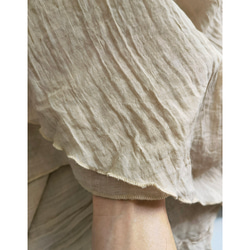 リネンスカート　涼しいスカート　シンプルスカート　裏地付き　ベージュ S-Mサイズ　L198 8枚目の画像