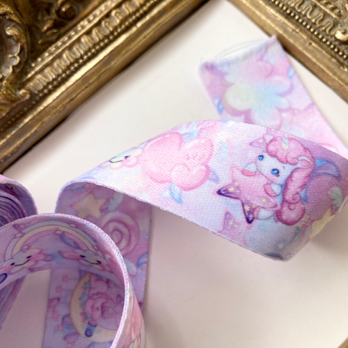 再入荷【1m♡両面♡幅25mm】ゆめかわユニコーンりぼん♡推し活  