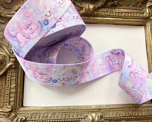 再入荷【1m♡両面♡幅25mm】ゆめかわユニコーンりぼん♡推し活
