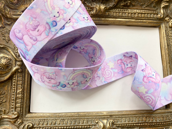 再入荷【1m♡両面♡幅25mm】ゆめかわユニコーンりぼん♡推し活