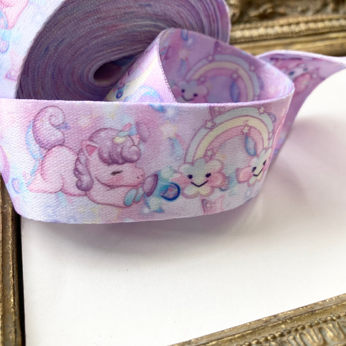 再入荷【1m♡両面♡幅25mm】ゆめかわユニコーンりぼん♡推し活  