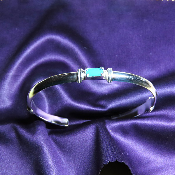 Silver925　甲丸バングル+ターコイズ