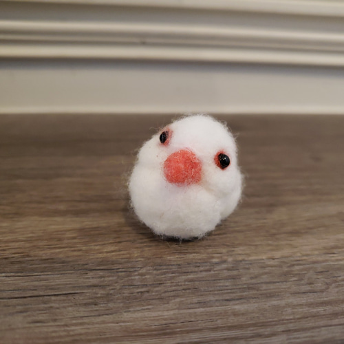 完売】羊毛フェルト 置物 桜文鳥 白文鳥2羽セット 文ちゃんとシロ