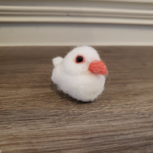 完売】羊毛フェルト 置物 桜文鳥 白文鳥2羽セット 文ちゃんとシロ