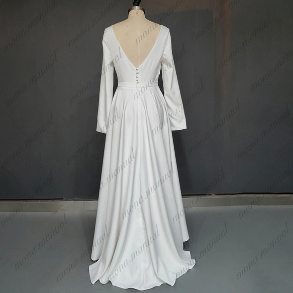 シンプルウェディングドレス 二次会 結婚式 前撮りドレス 569 3枚目の画像