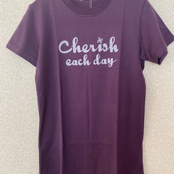 日本製　ロゴtシャツ　Cherish　パープル　Ｓサイズのみ　レディース　送料無料 1枚目の画像