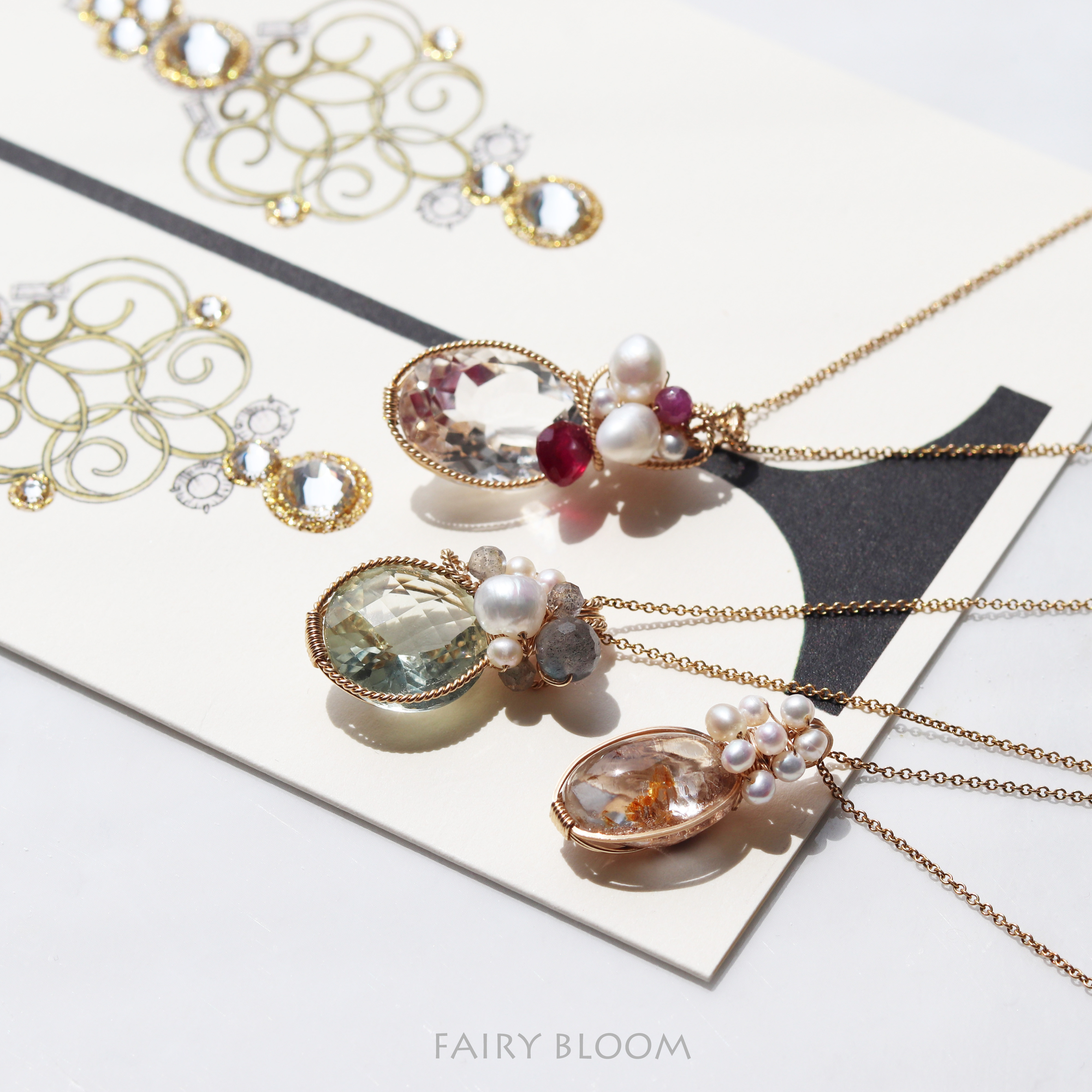 クォーツ・ネックレス3種類　天然石ジュエリー