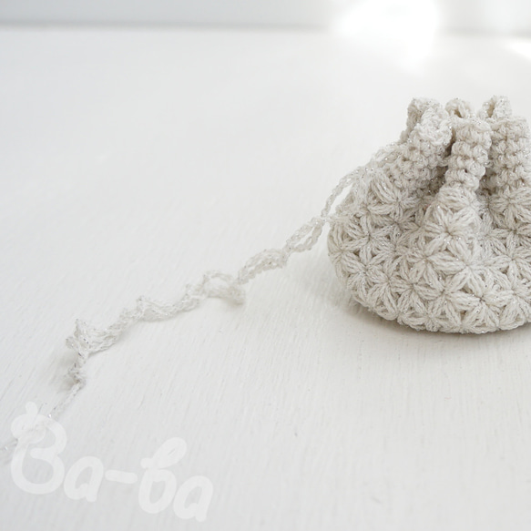 Ba-ba handmade  Crochet Drawstring mini-bag with string  No. 第3張的照片